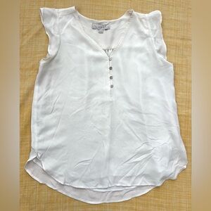 LOFT Cream Ruffle Sleeve, Dainty, Vintage, Boho Blouse